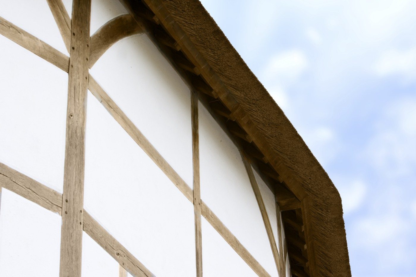 A corner of the Globe Theatre thatch roof