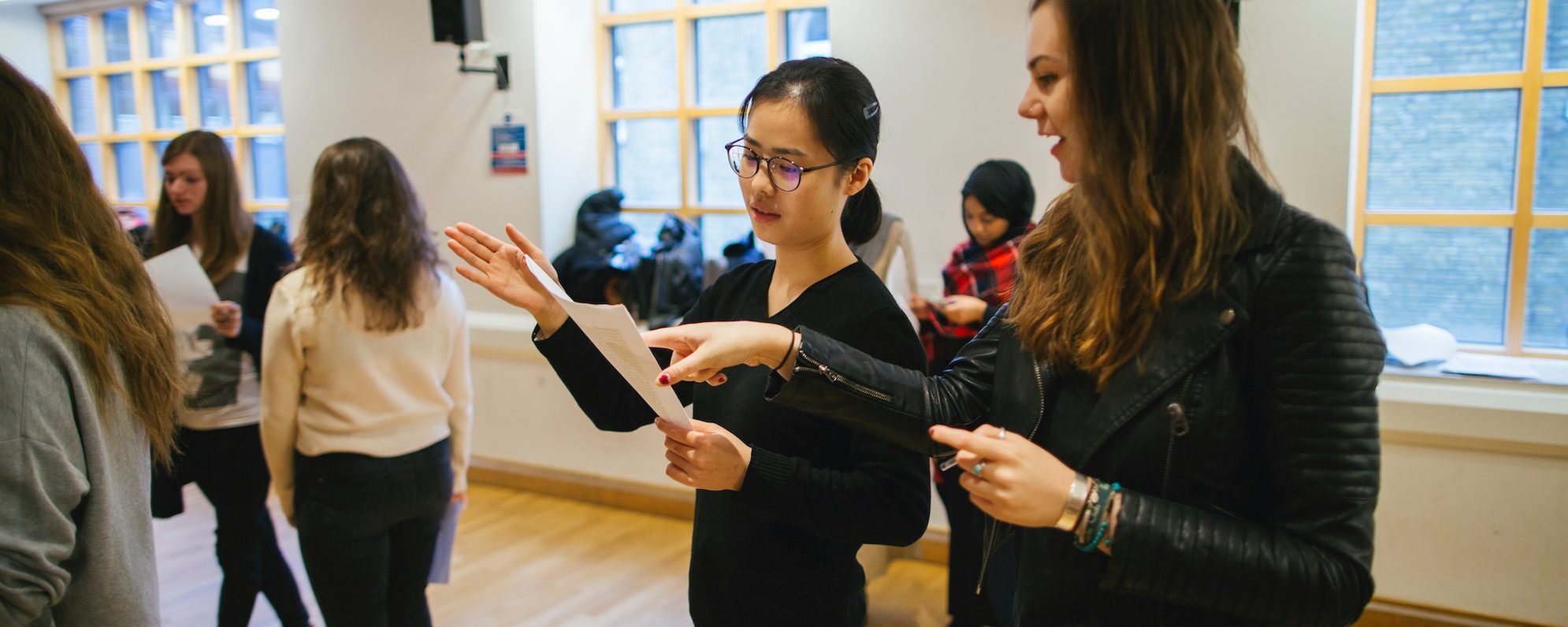 Students read from a script