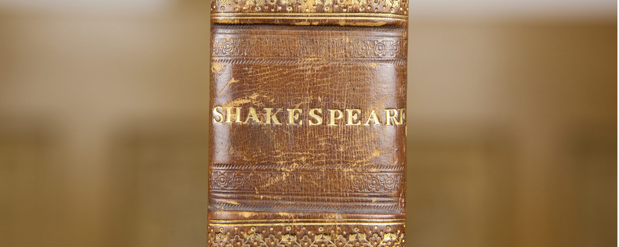 The spine of a book with the word Shakespeare written on it