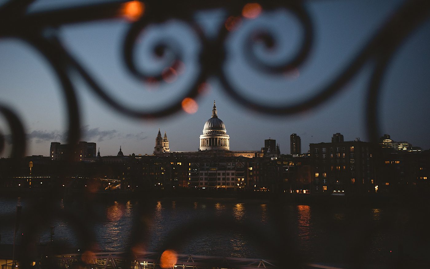 The view of St Paul’s Cathedral over the River Thames at night