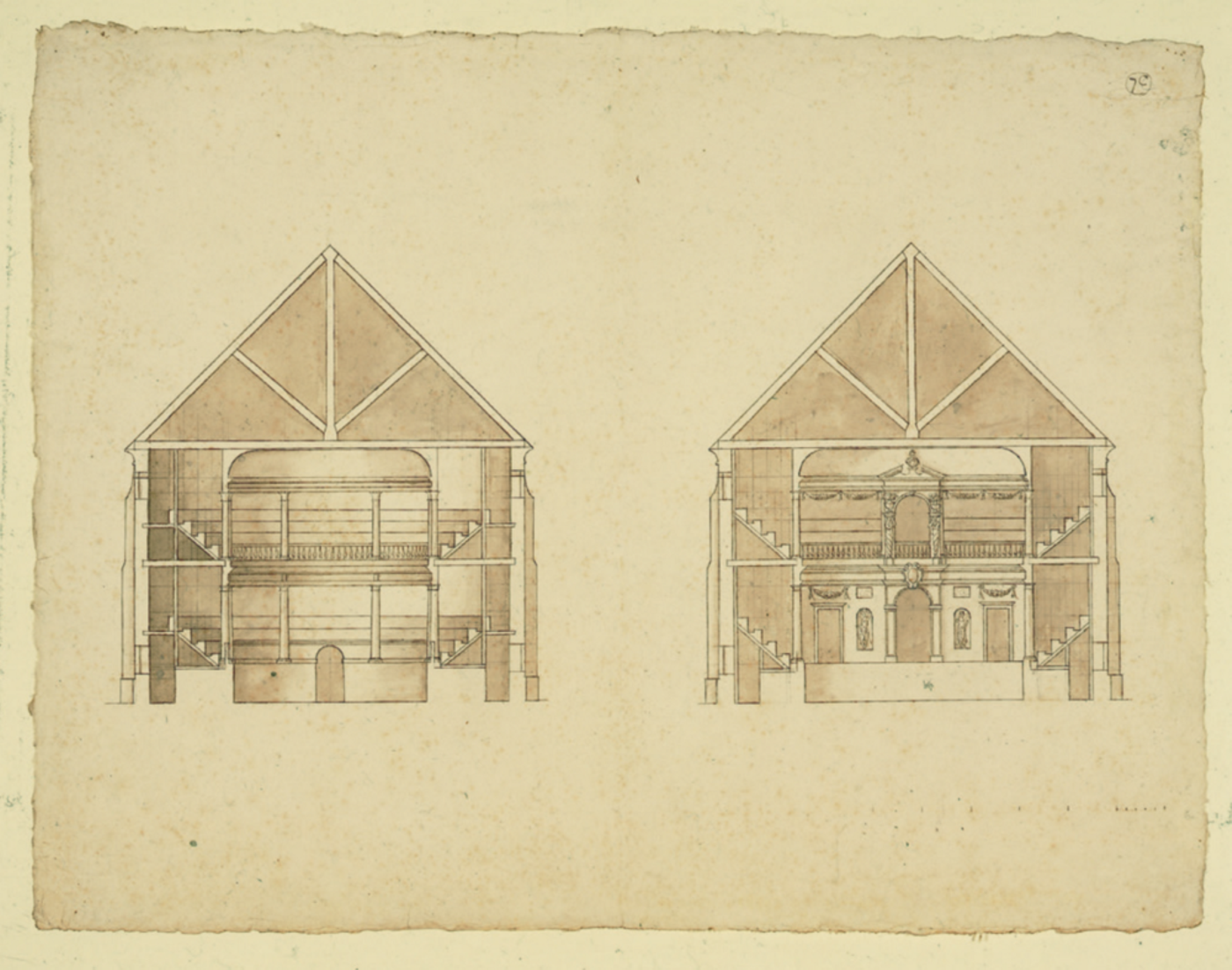 Architectural drawings for an indoor playhouse