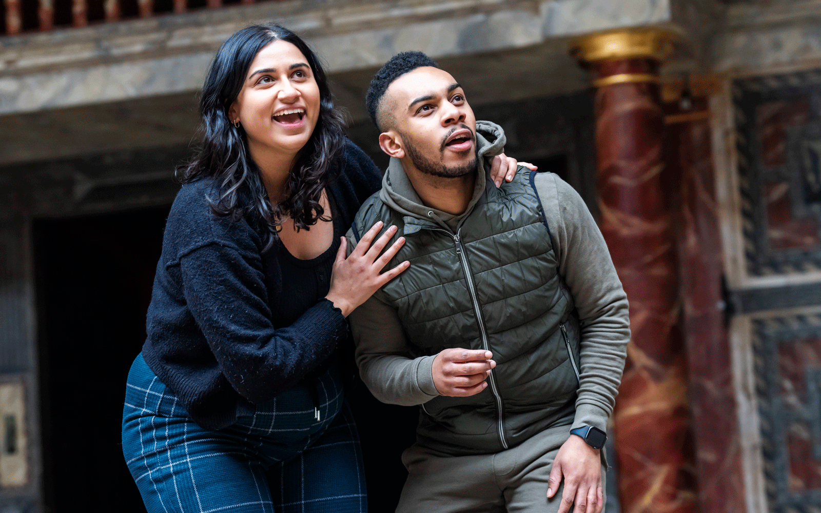 Saroja-Lily Ratnavel as Benvolio and Hayden Mampasi as Romeo in rehearsal. Photography by Tristram Kenton.